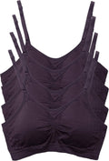4-Pack Women's Nylon Spandex Cami Bralettes - Removable Pads Comfort