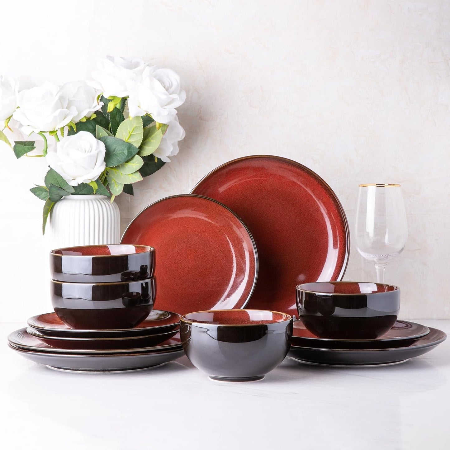 LERATIO Ceramic Dinnerware Sets for 4 - Stylish and Durable