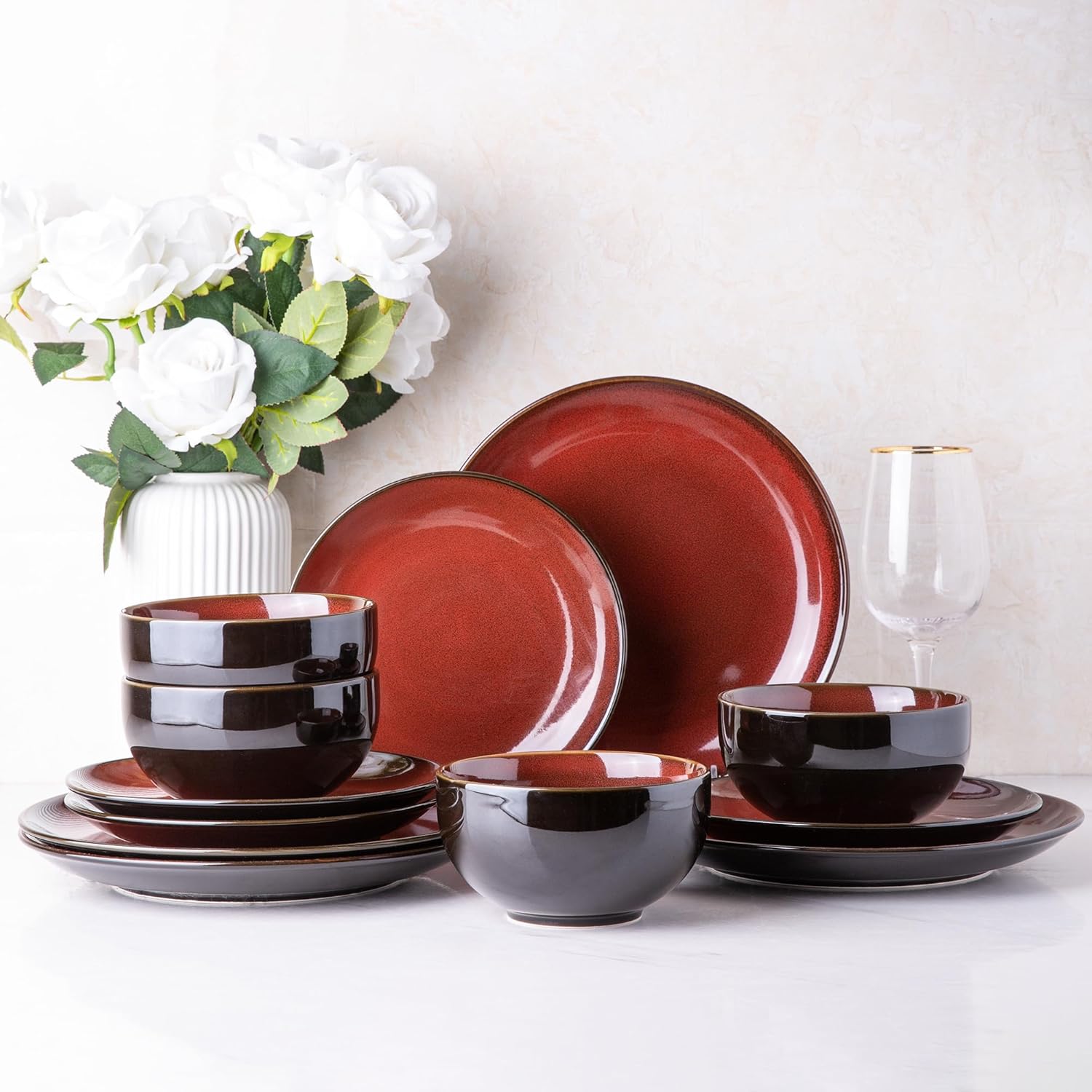 LERATIO Ceramic Dinnerware Sets for 4 - Stylish and Durable