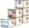 90 L Large Storage Bags 6 Pack - Foldable Closet Organizers