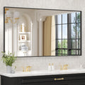 LOAAO Black Bathroom Mirror 60in x 30in - Modern Tempered Glass