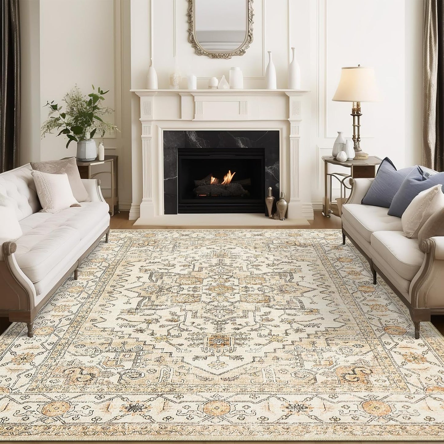 8x10 Area Rugs for Living Room, Stain Resistant Vintage Design