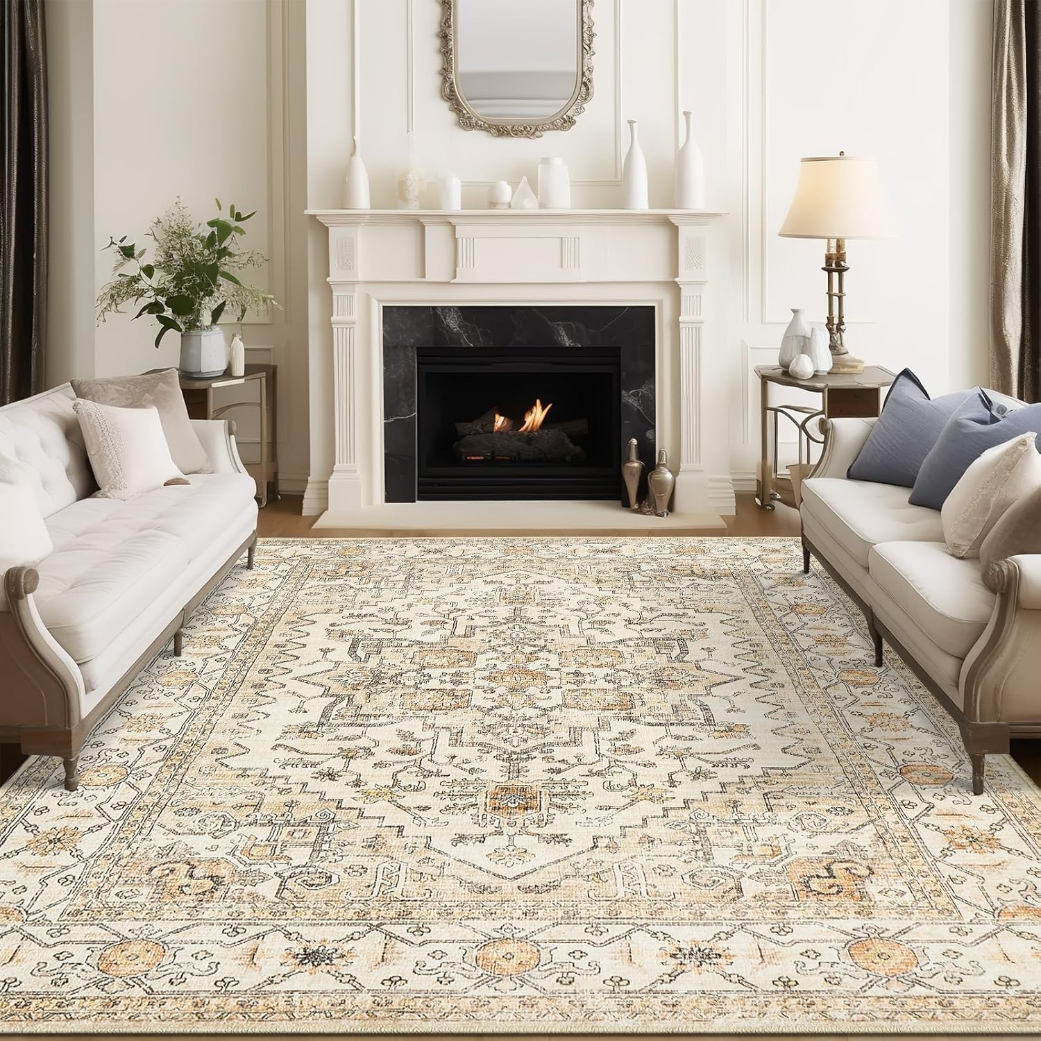 8x10 Area Rugs for Living Room, Stain Resistant Vintage Design
