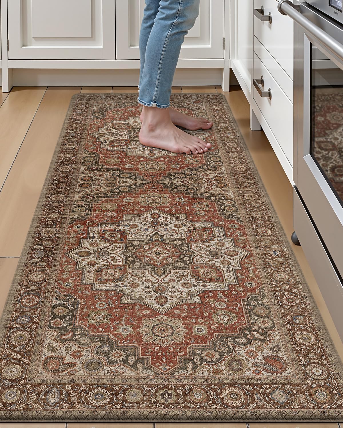 LUMI Anti Fatigue Kitchen Mat for Comfort and Support 24x59 in Red