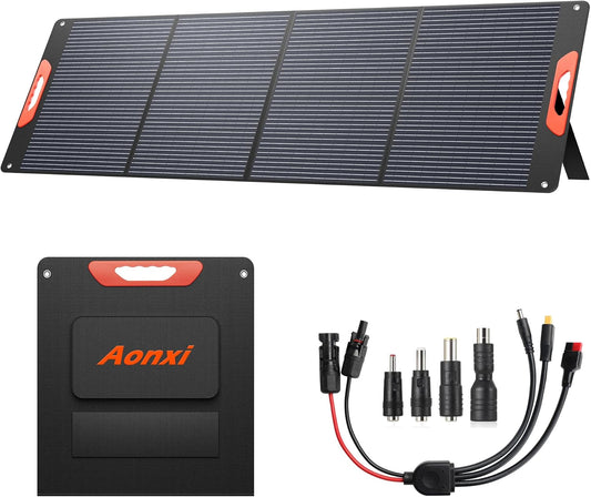 200W Portable Solar Panel: 24% Efficiency, USB/DC Output, Adjustable Kickstand - Aonxi