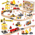 Lehoo Castle Wooden Train Set for Toddlers 2-4 - Construction Playset
