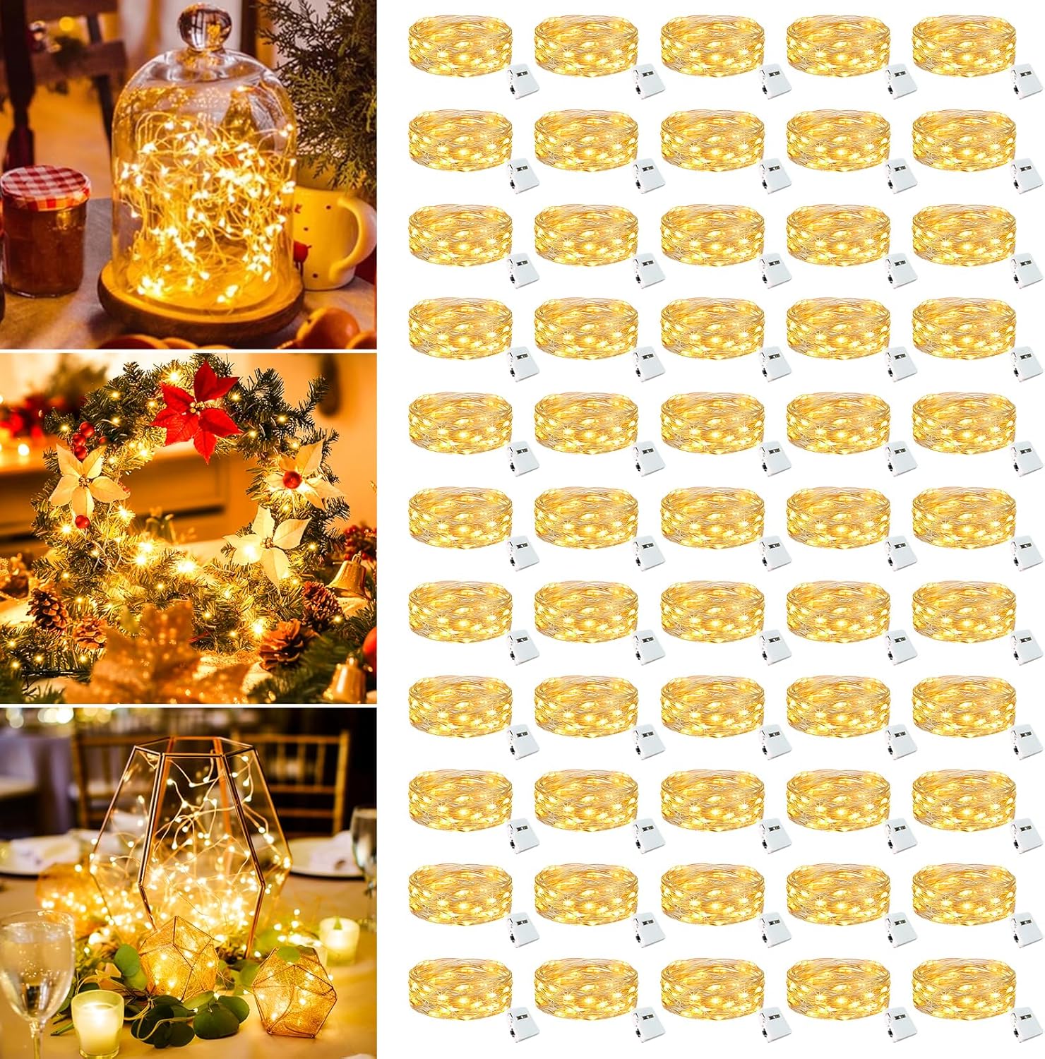 50 Pack Fairy Lights Battery Operated for DIY Party Decor