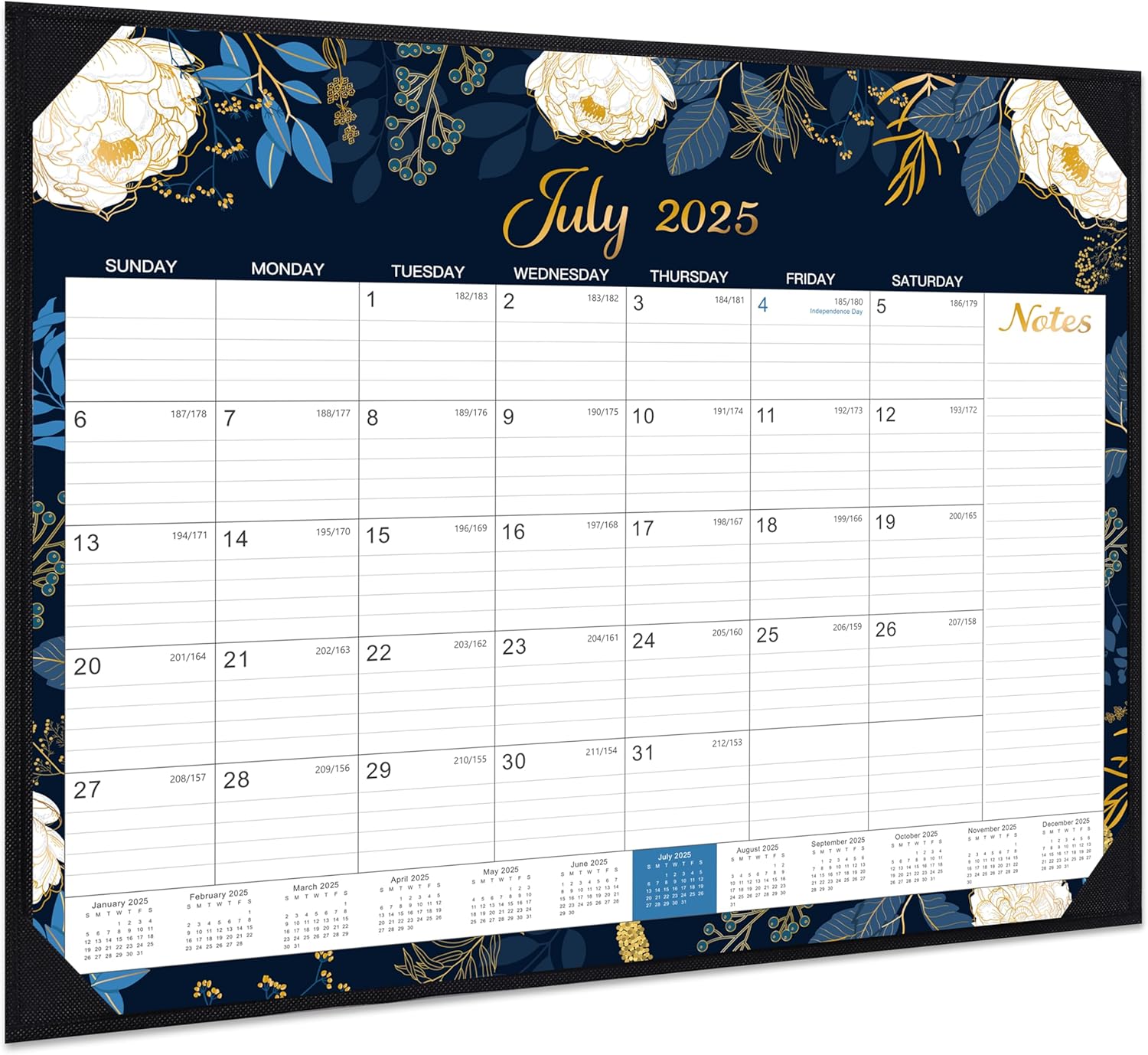 Feteulo 2025-2026 Large Desk Calendar, 18 Months, Ruled Blocks & Corner Protectors