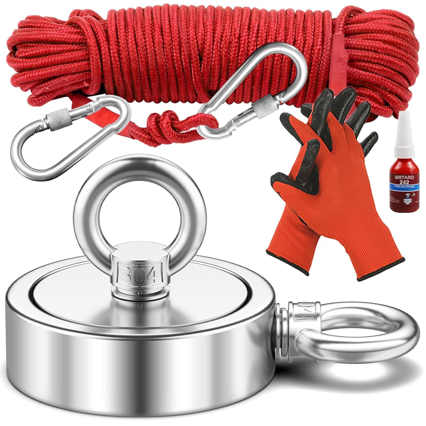 GRTARD 1000lbs Double-Sided Fishing Magnet - Ultimate Pulling Force