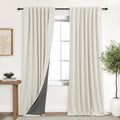 KOUFALL 60 in Wide Linen Blackout Curtains for Sliding Doors - Full