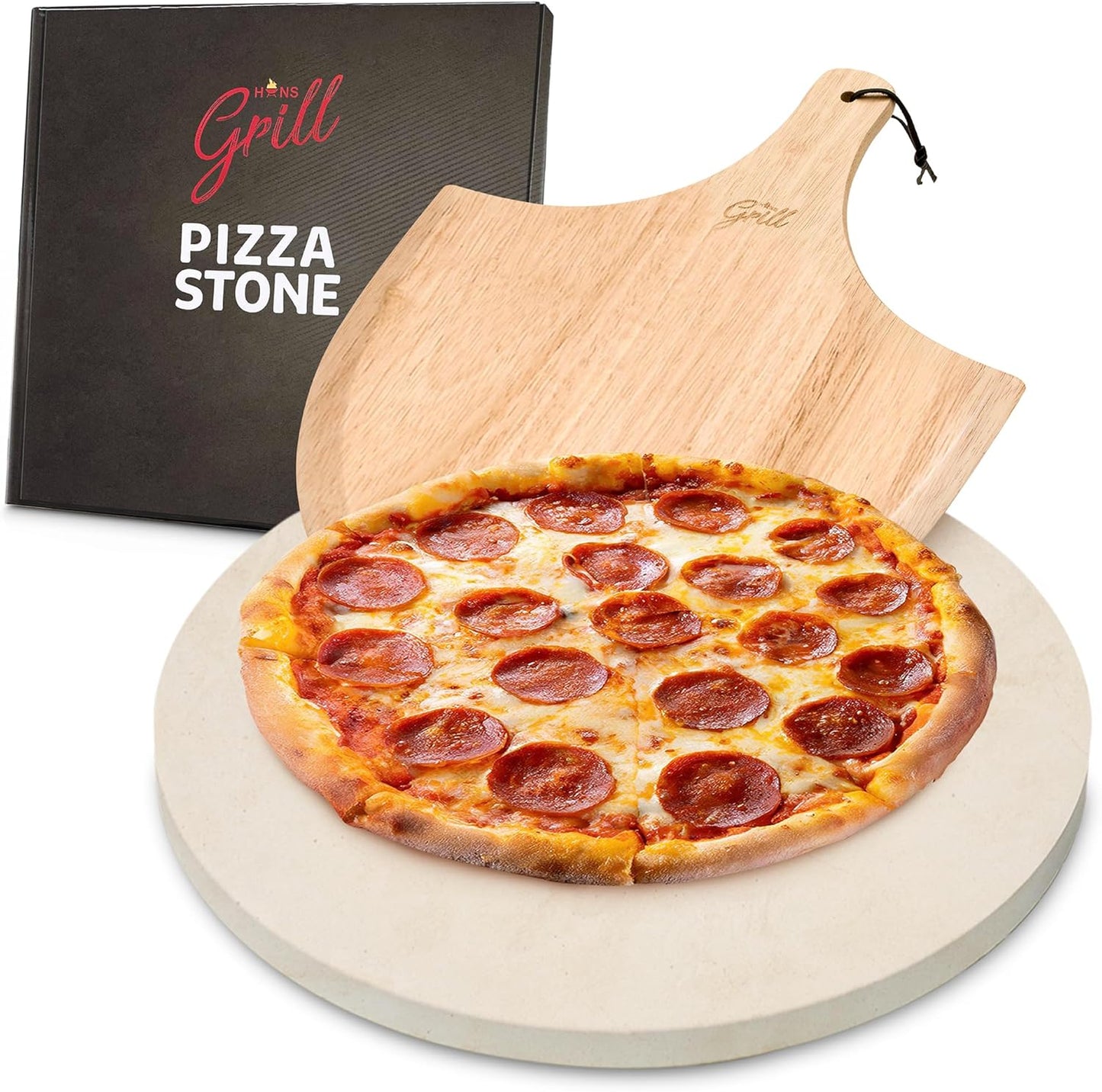 HANS GRILL PIZZA STONE - Perfect for Oven Baking & BBQ Grilling