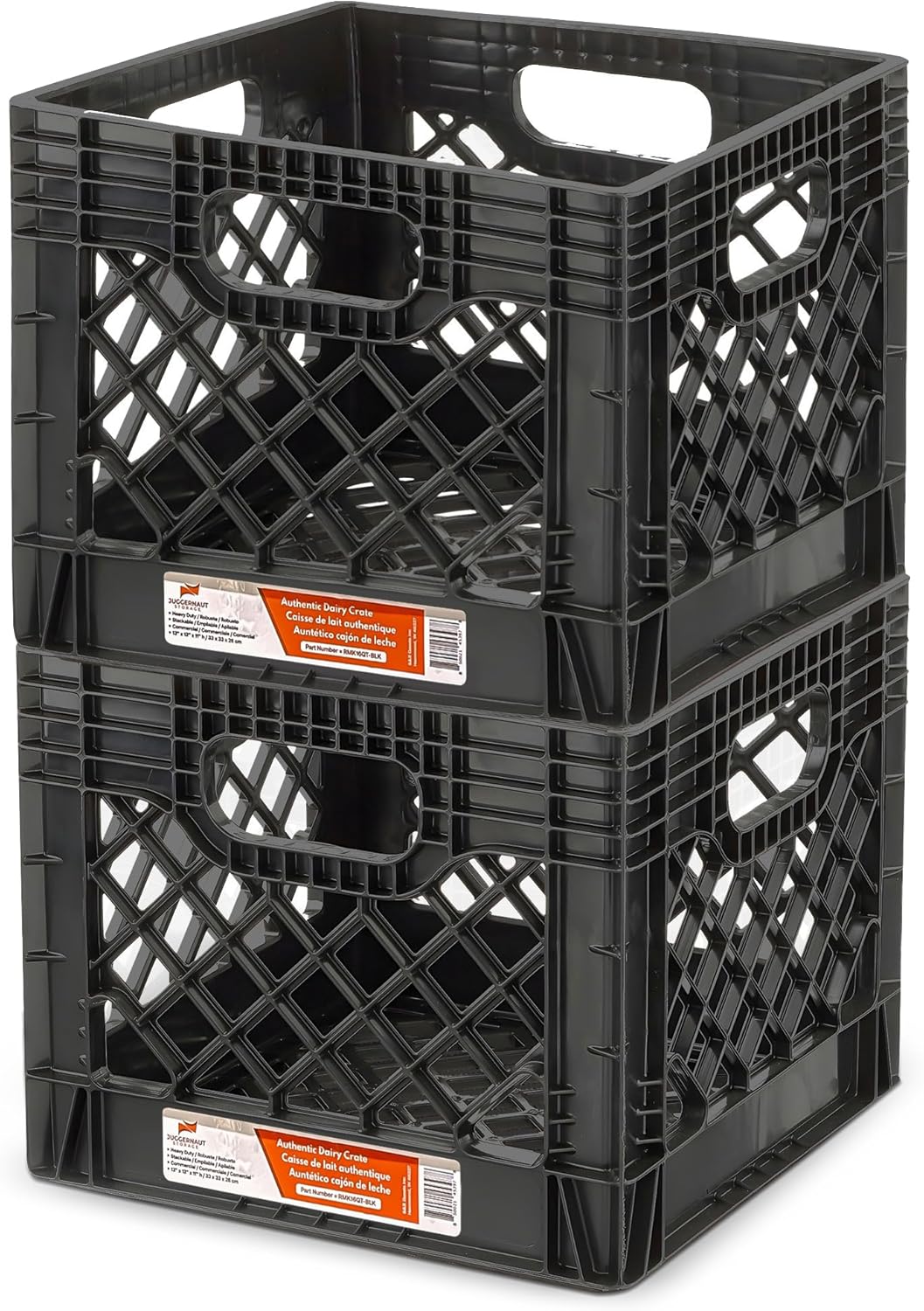 Juggernaut Storage 2-Pack Stackable Heavy Duty Milk Crates