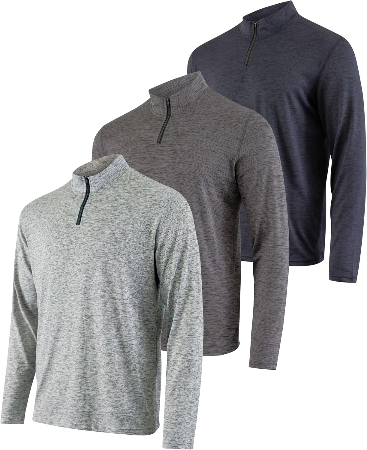Men's Dry-Fit Active Quarter Zip Pullover 3-Pack for All Sizes