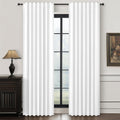 Pure White Linen Drapes 84 in Length 2 Panels Set - Full Blackout