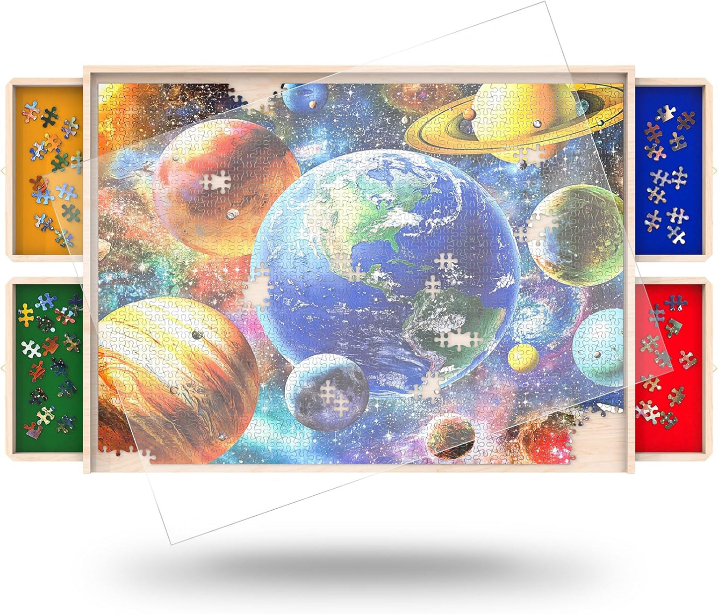 Puzzle Board with Drawers for 1500-Piece Puzzles - 34in x 26