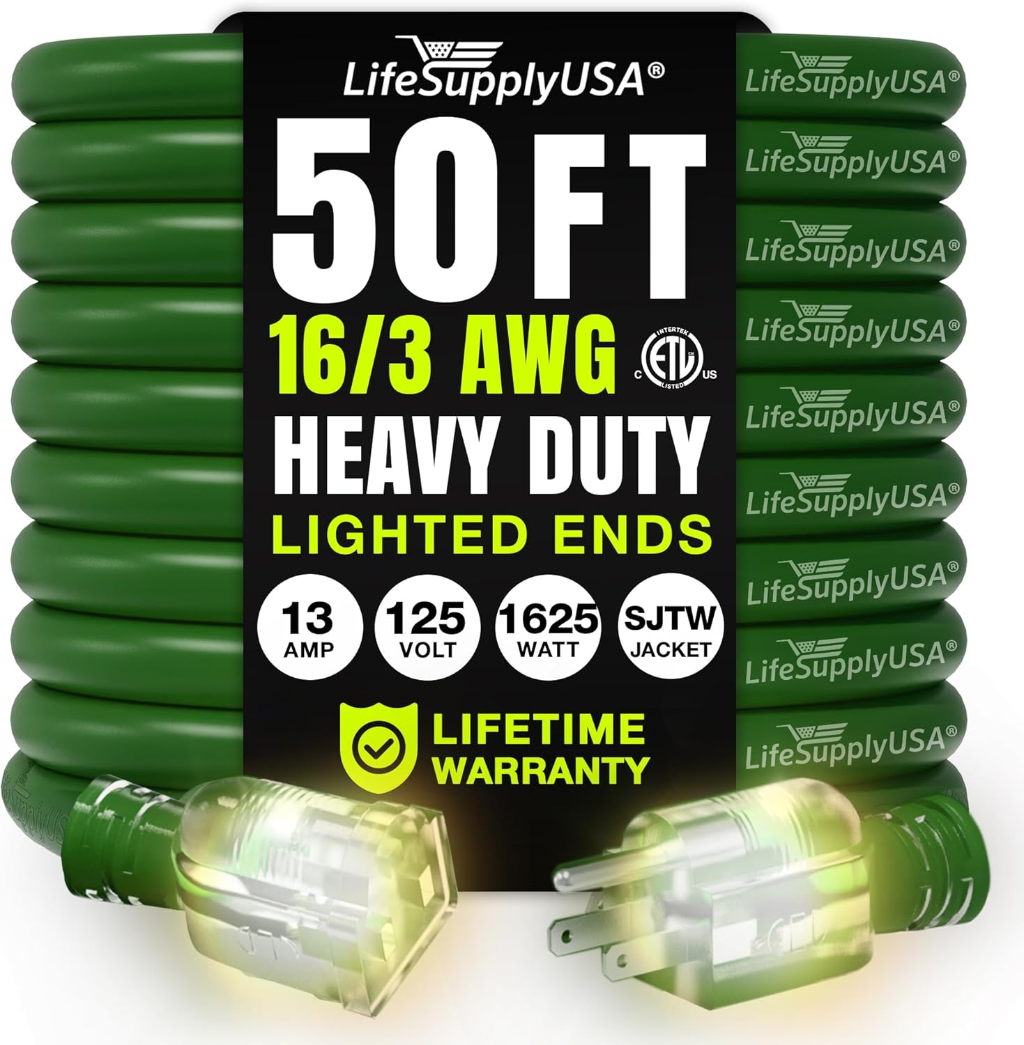 50ft Heavy Duty Extension Cord for Indoor and Outdoor Use