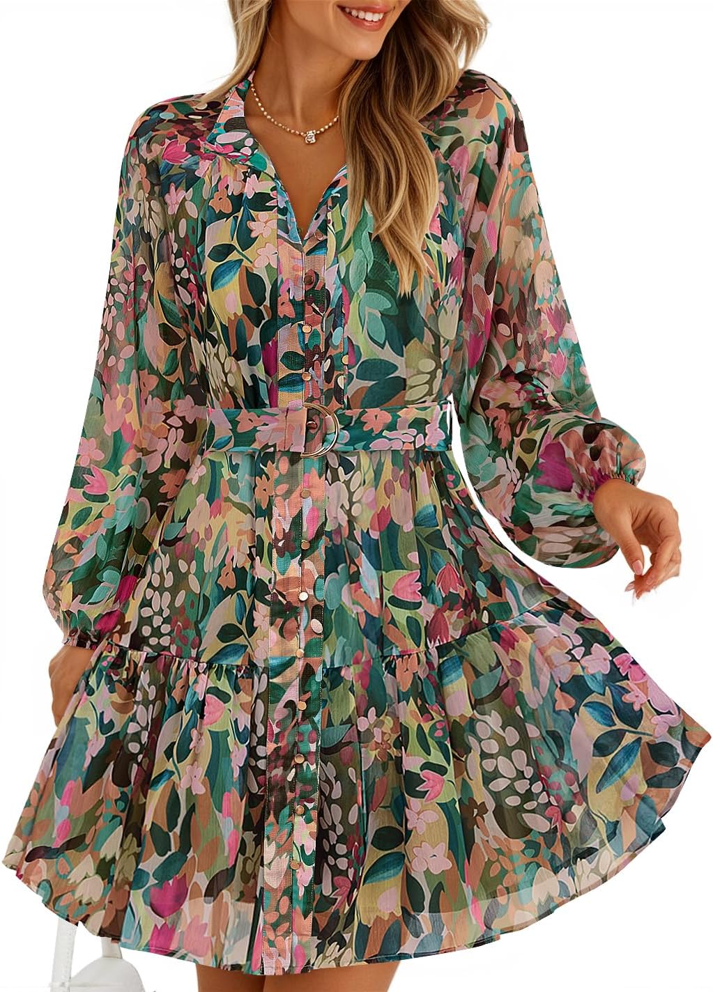 ZESICA Womens Fall Floral Mini Dress for Every Occasion
