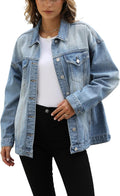 Oversized Mid Long Denim Jacket Women - Relaxed Boyfriend Fit