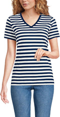 Lands' End Women's Relaxed Supima Cotton V-Neck T-Shirt - Soft Quality