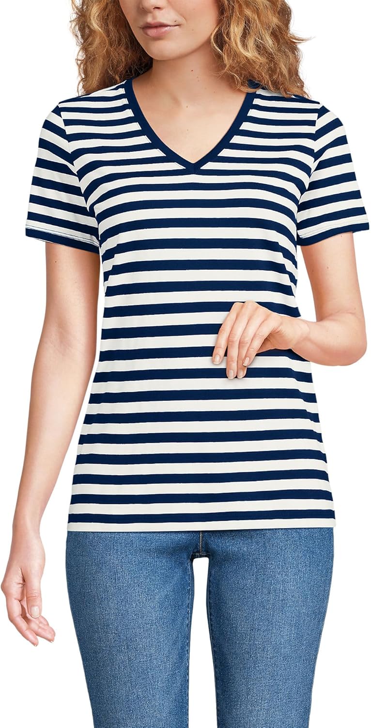 Relaxed Supima Cotton V-Neck T-Shirt for Women - Versatile Style