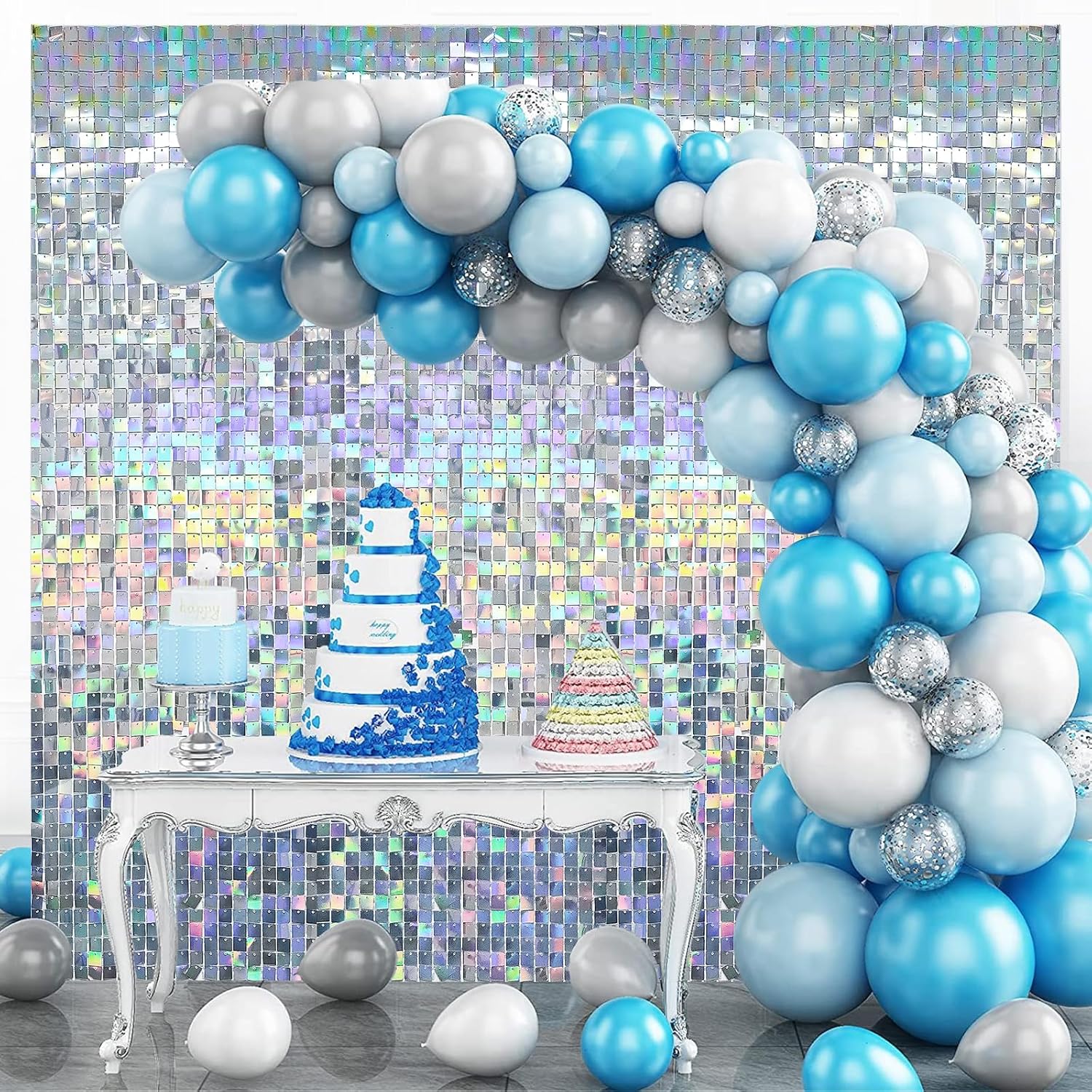 Iridescent Silver Shimmer Wall Backdrop for Stunning Events