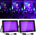 200W LED Black Lights Floodlight 2 Pack - Bright Adjustable UV