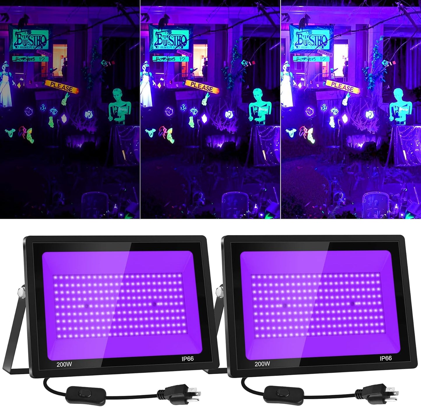 200W LED Black Lights for Halloween Glow Parties and More