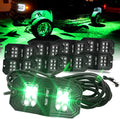 SUNPIE 8 Pods Quick Connect Green Rock Lights - Wide Angle Beam