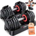Adjustable Dumbbell Set 25/55/80LB - Fast One-Hand Weight Change