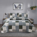Twin Size Plaid Patchwork Quilt Set - Lightweight Reversible Bedspread