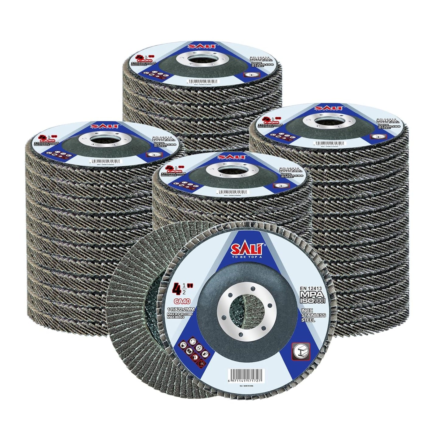 Sali 48 Pack Flap Disc 40 Grit 4.5in for High Performance Grinding