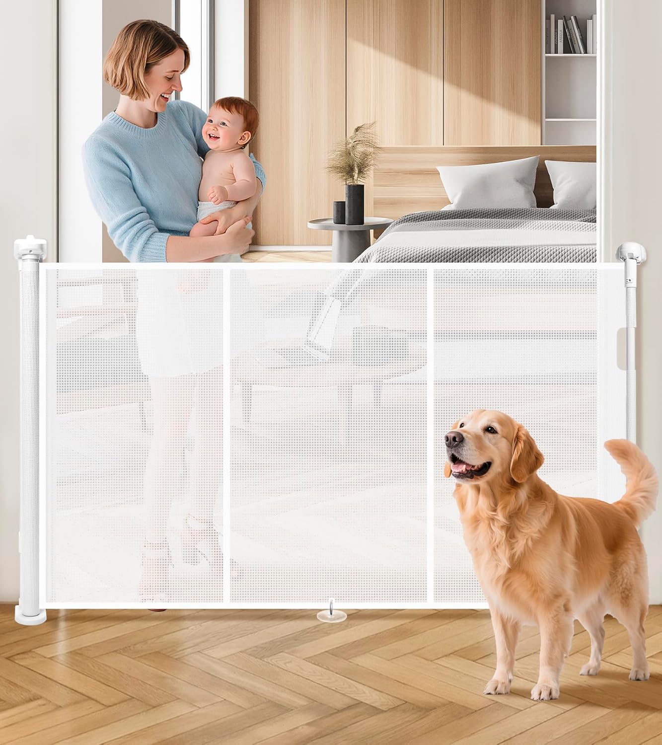 Retractable Baby Gates for Stairs - Extra Tall Safety Gate