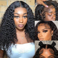 Deep Wave 13x4 HD Lace Front Bob Wig Human Hair 18 in - Natural Deep