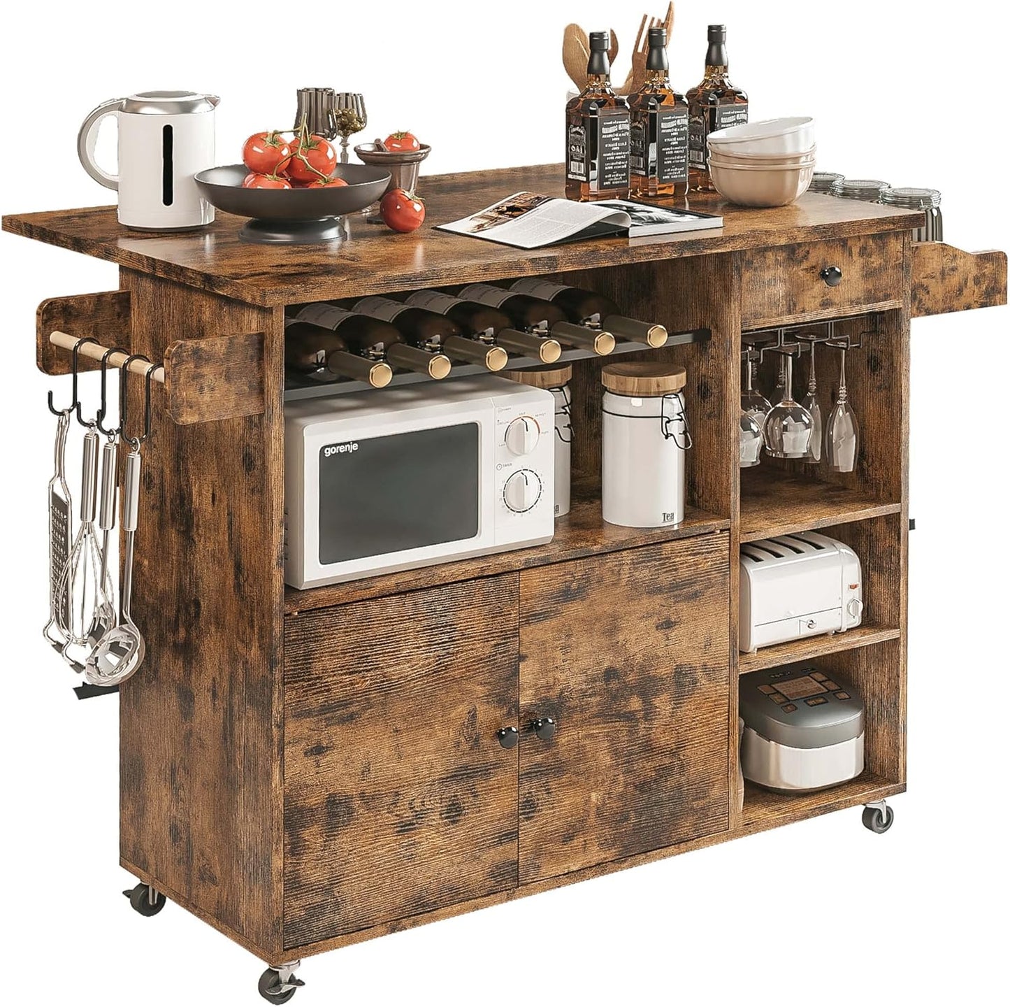 IRONCK Vintage Rolling Kitchen Island Cart - Maximize Storage & Style!