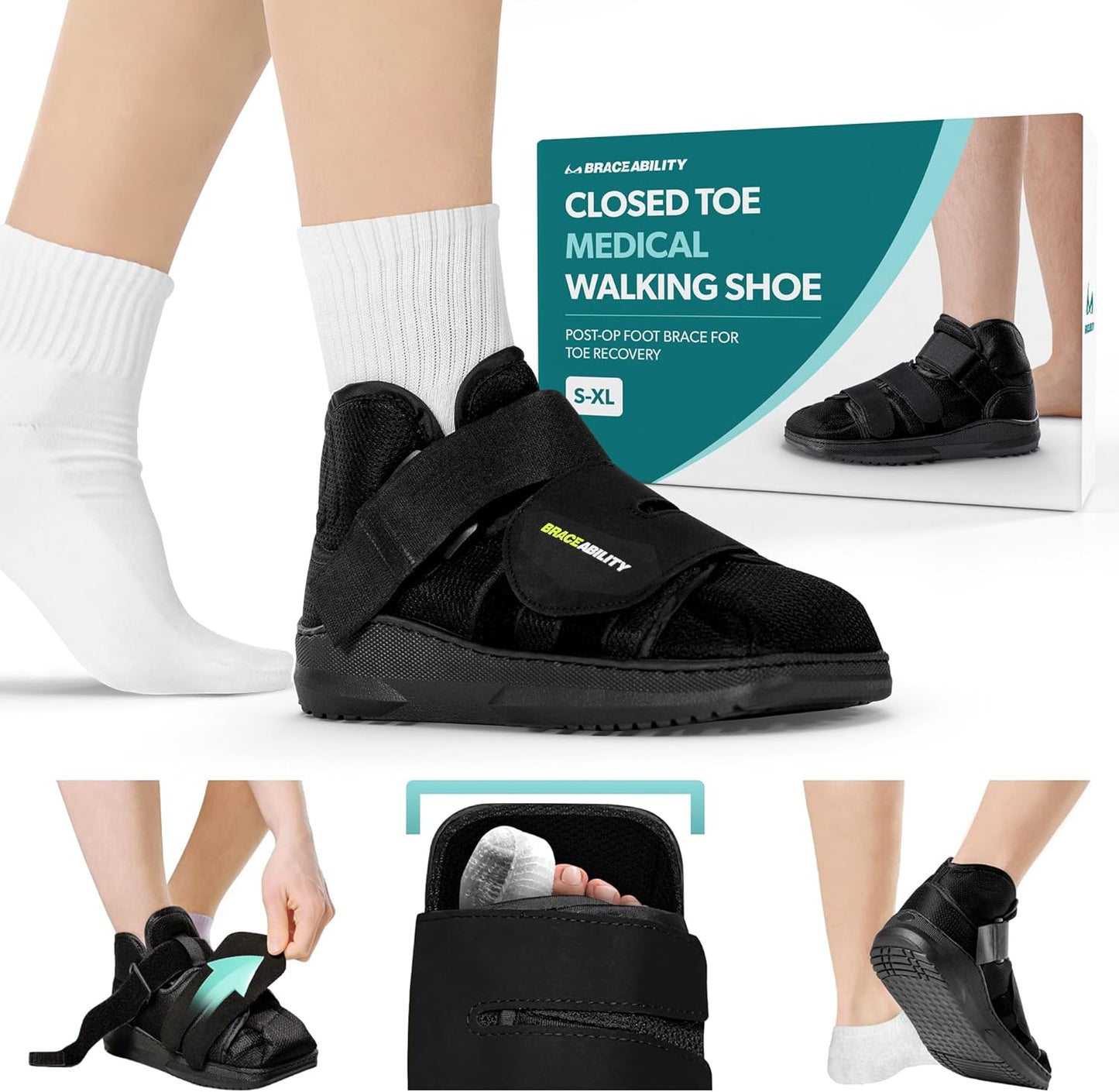 Lightweight Closed Toe Medical Walking Shoe for Foot Recovery