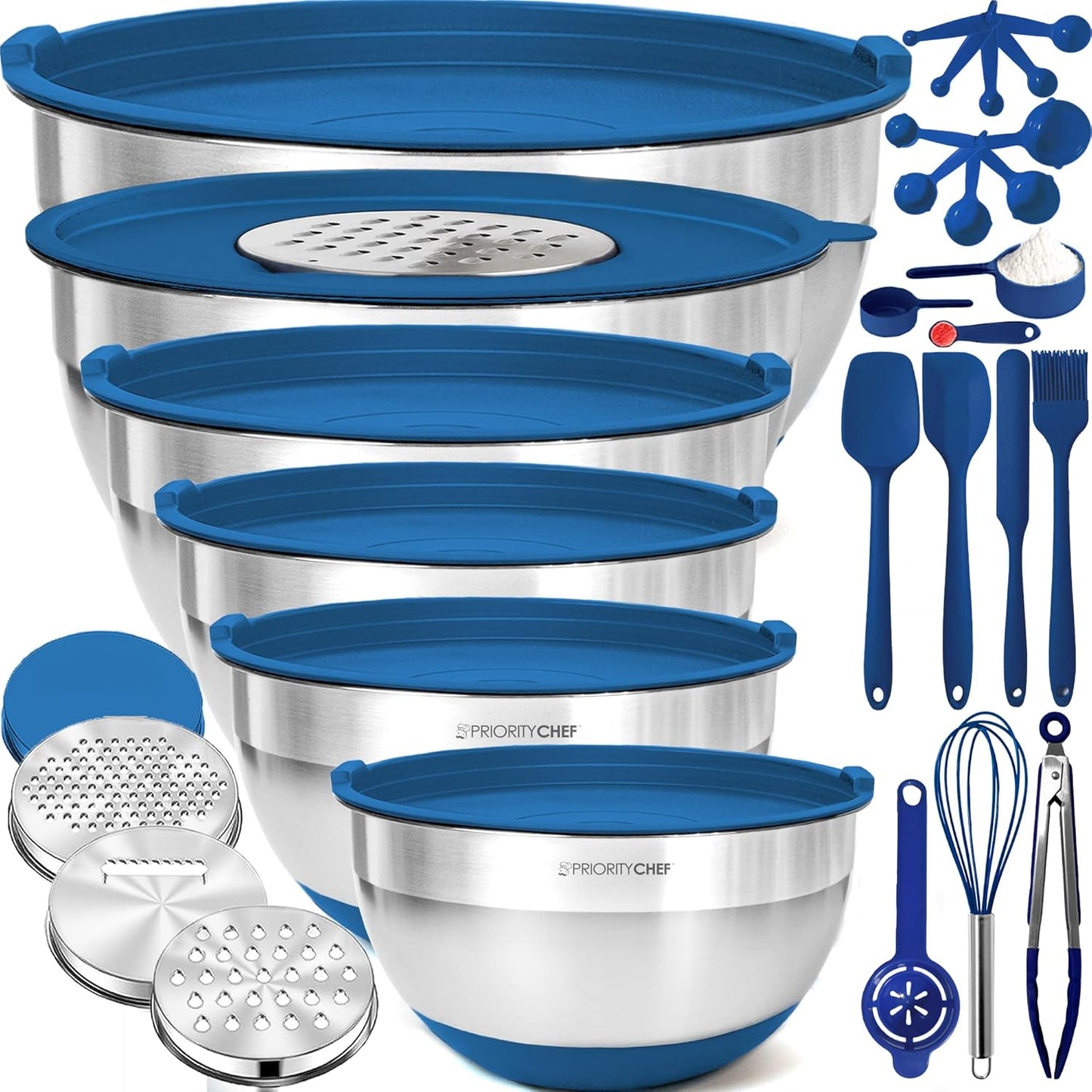 Priority Chef Stainless Steel Mixing Bowls Set with Lids 30Pcs