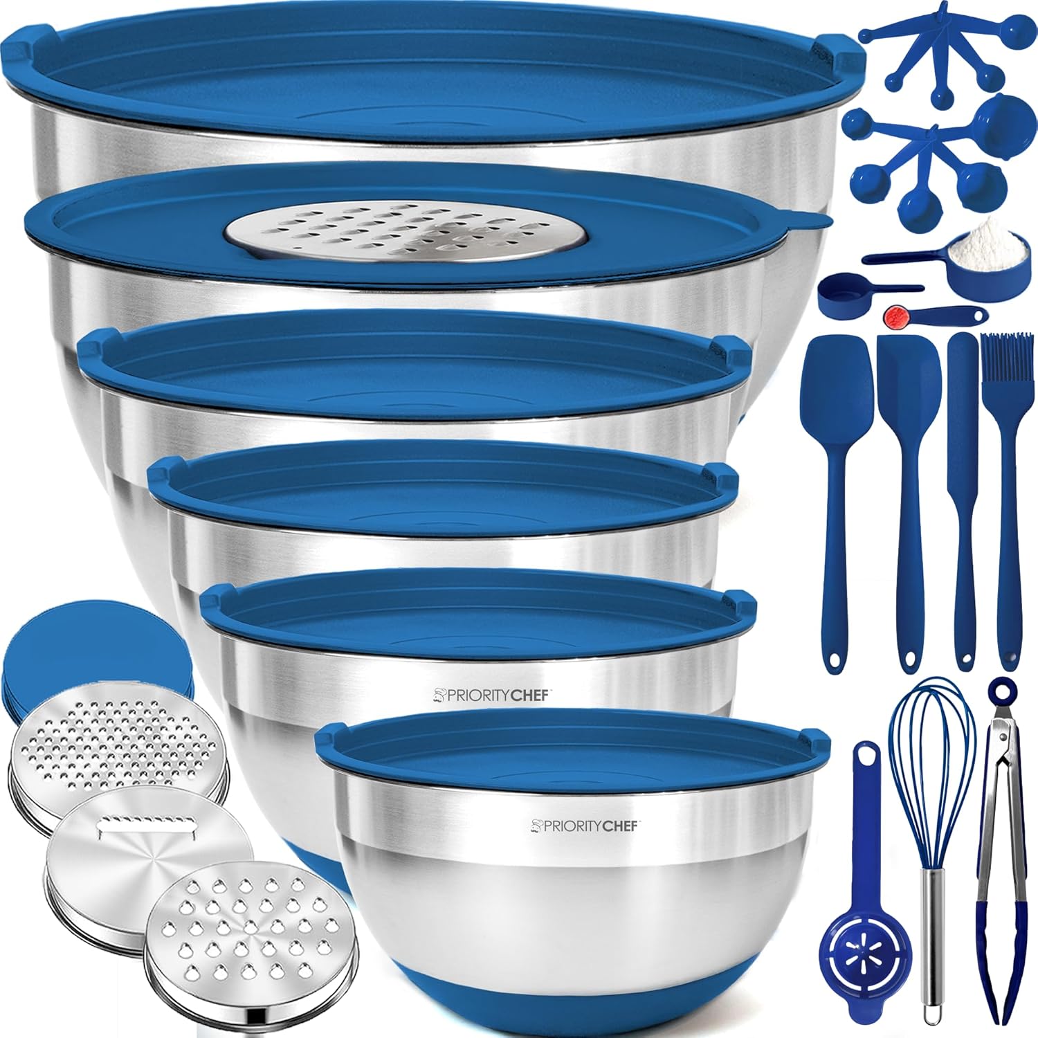 Priority Chef Stainless Steel Mixing Bowls Set with Lids 30Pcs