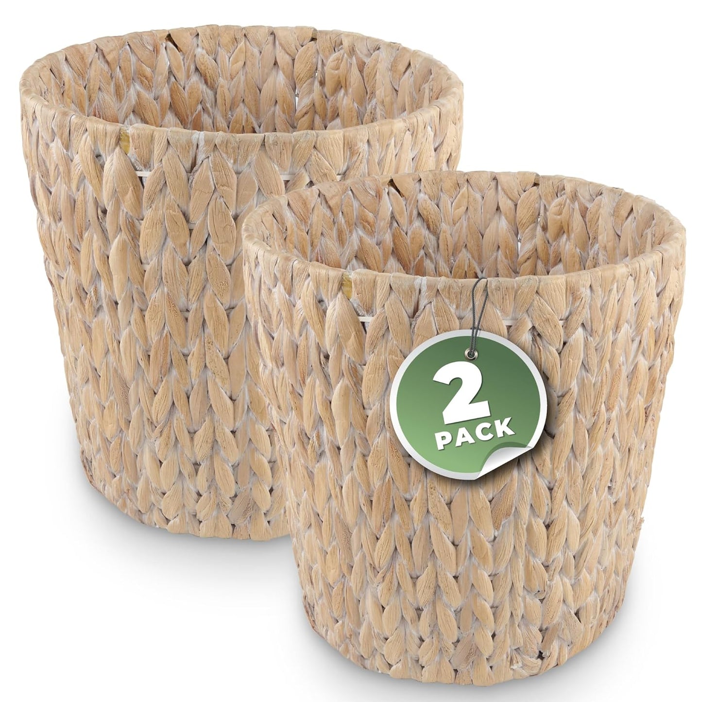 2-Pack Wicker Trash Can for Bathroom - Decorative Waste Basket