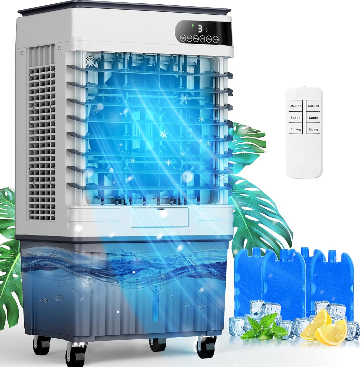 Portable Evaporative Air Cooler with 13.5 Gal Tank & Remote
