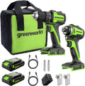 Greenworks 24V Cordless Brushless Drill and Impact Driver Combo - High