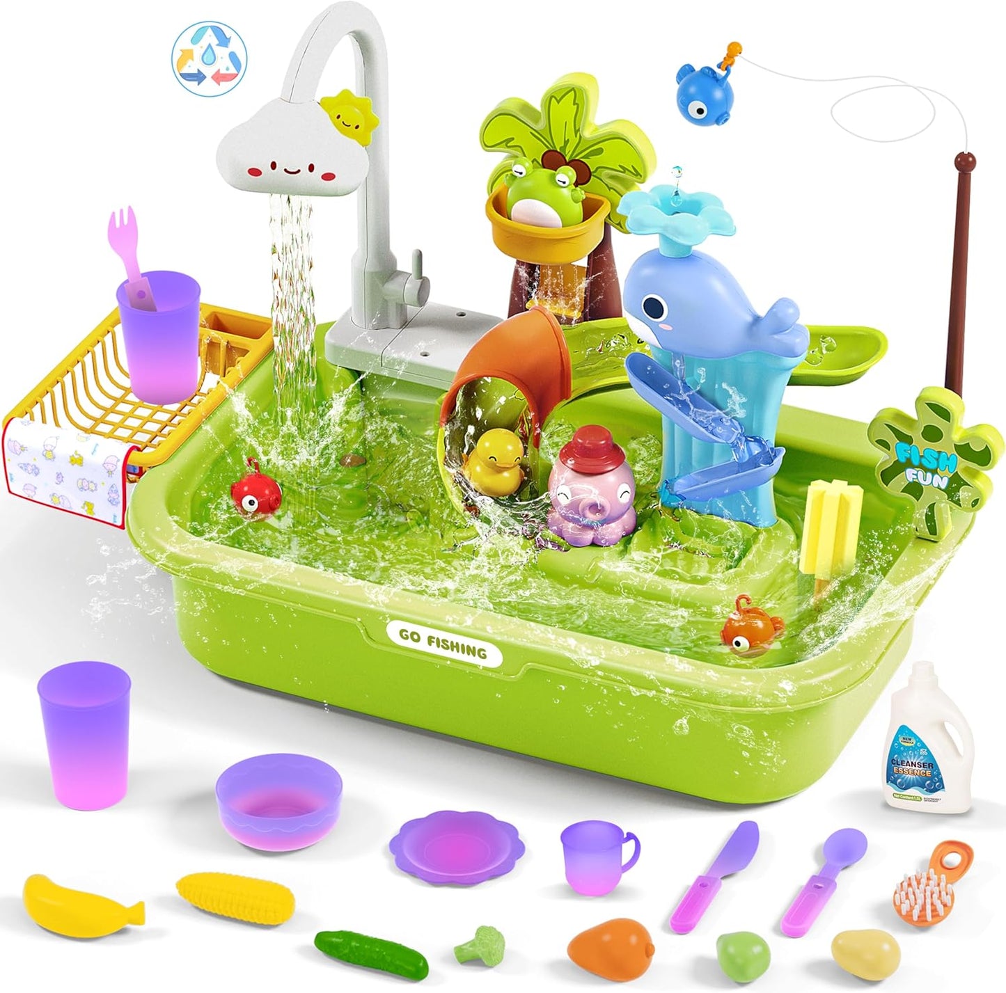 Interactive Toddler Sand Water Table with Electric Pump - Maysida
