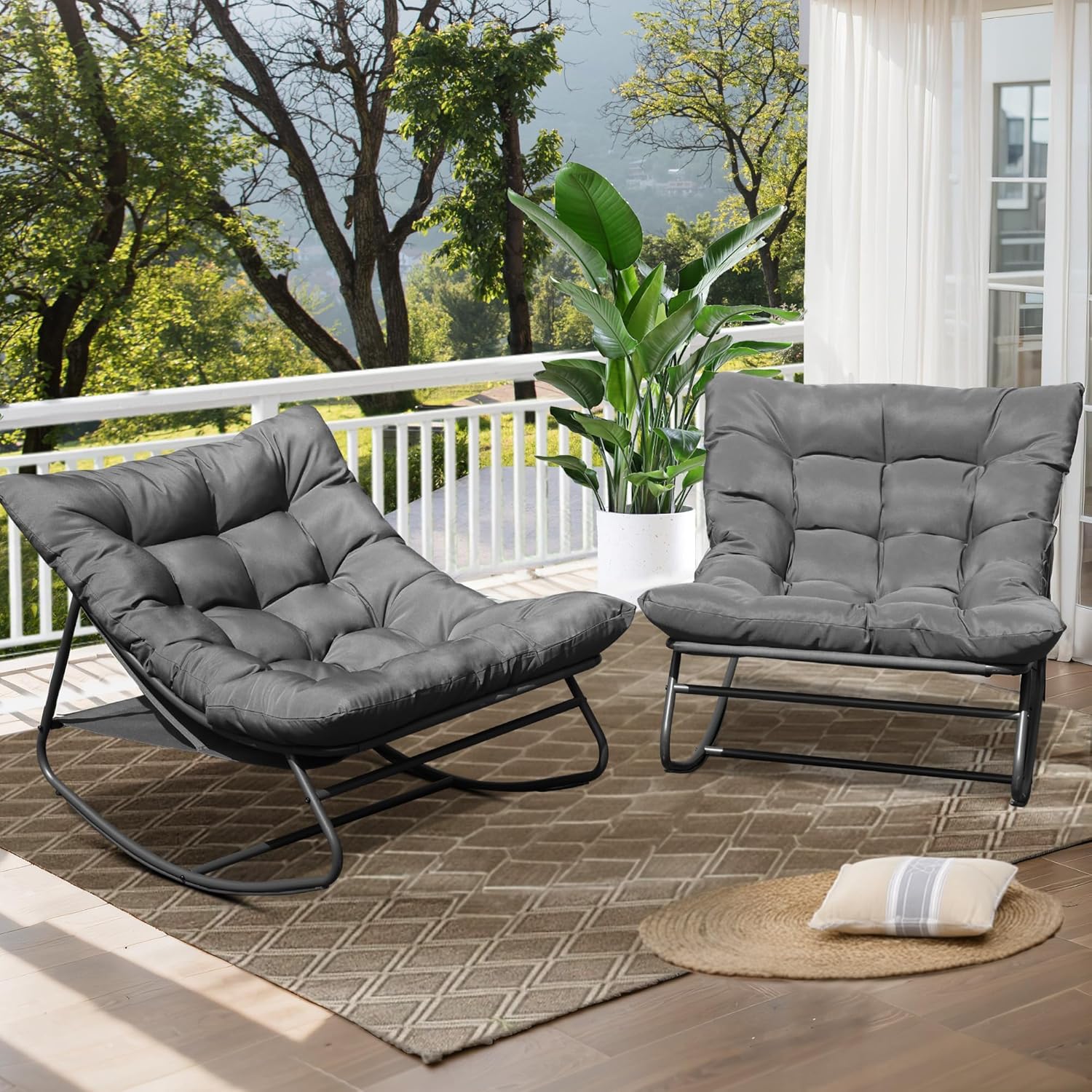 Oversized Rocking Chairs Set of 2 for Indoor and Outdoor Use