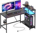 Bestier 52 Gaming Desk with Power Outlet & LED Lights for Gamers