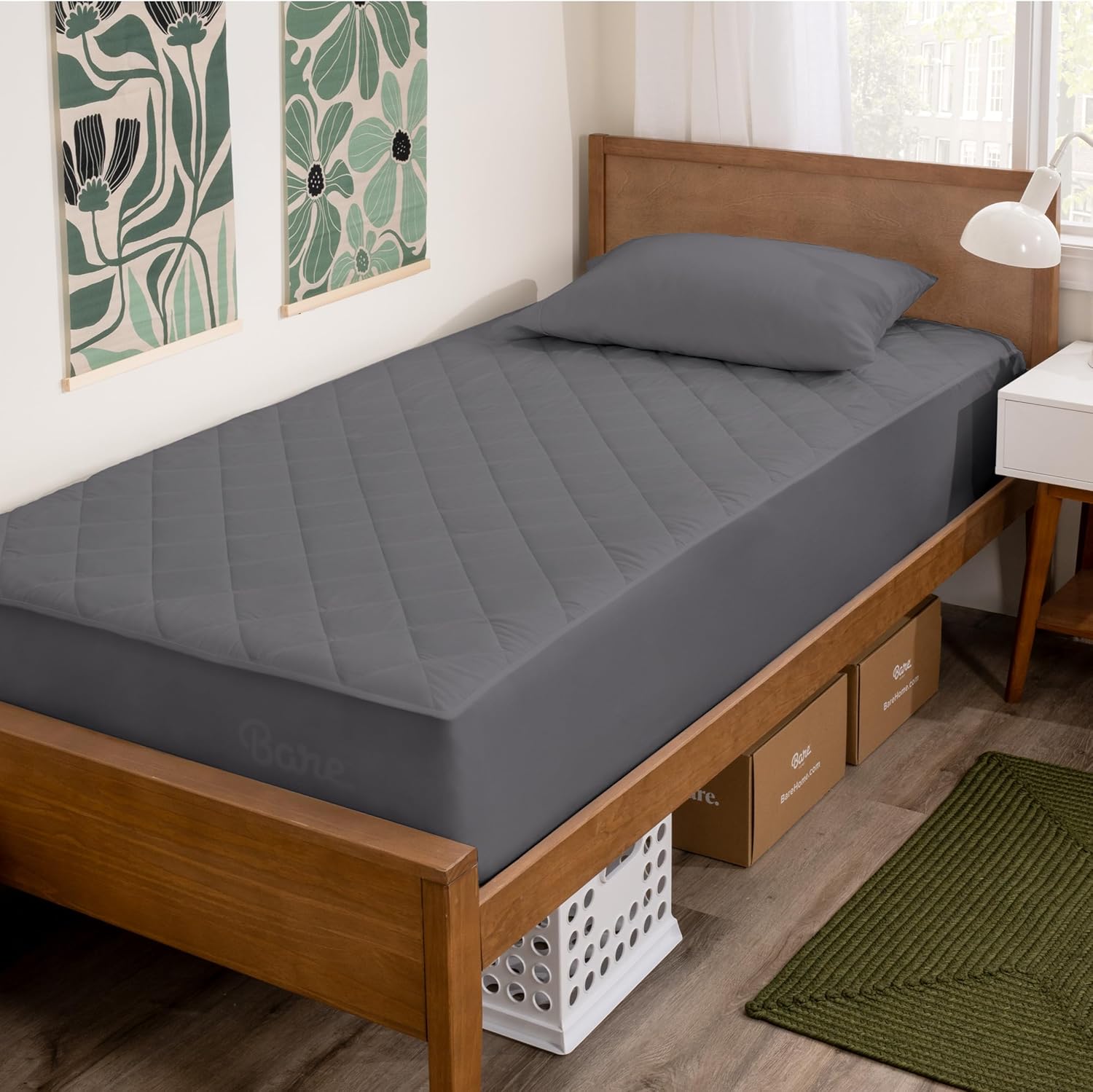 Bare Home Twin Quilted Mattress Pad - Cooling Cover for Comfort