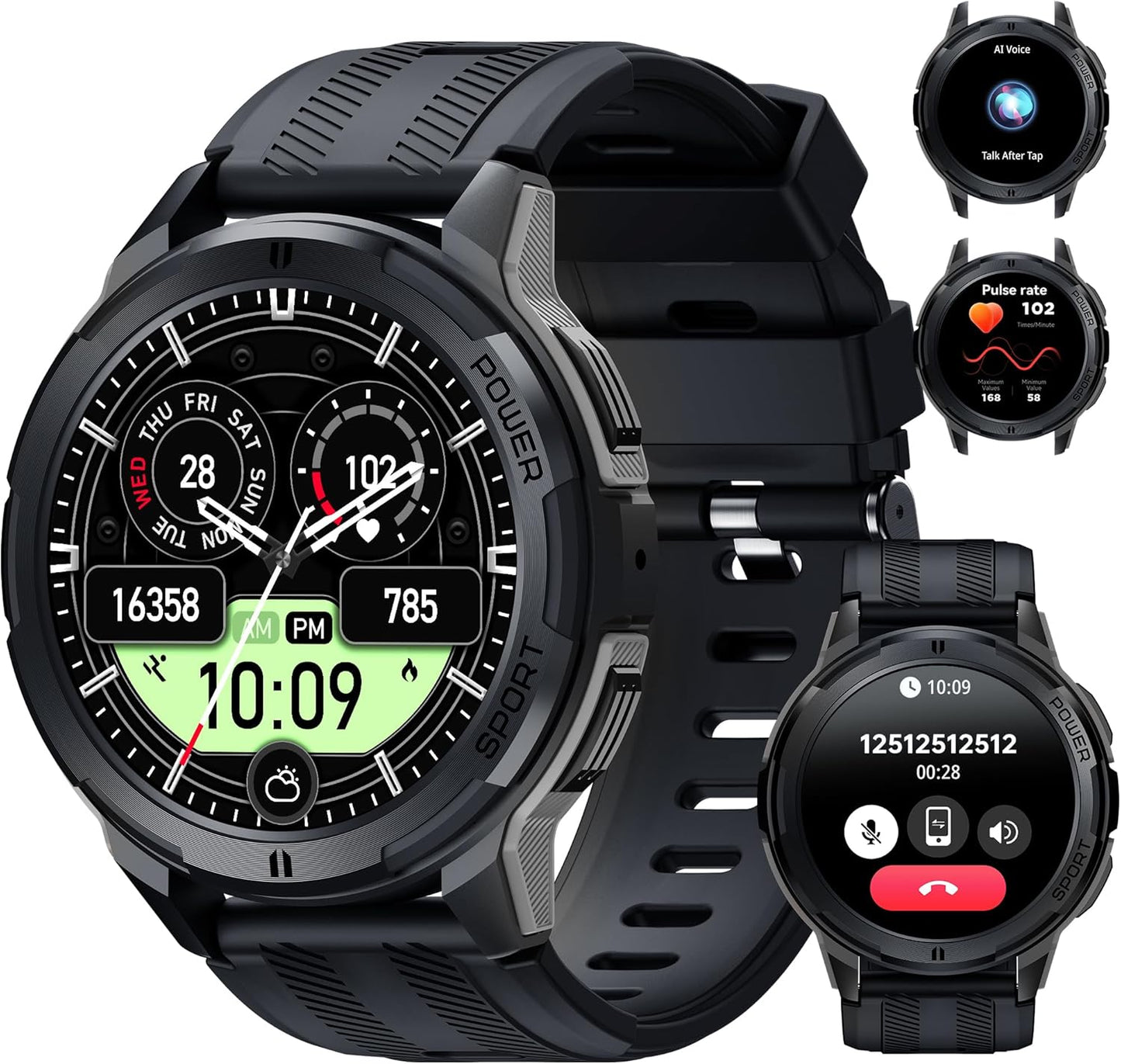 OUKITEL BT10 Military Smartwatch: Answer Calls, 5ATM Waterproof, 123+ Sport Modes