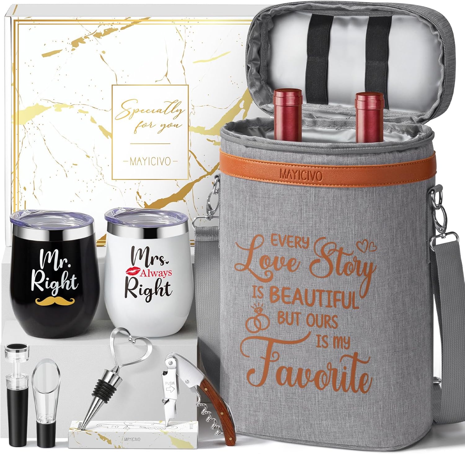 Anniversary Engagement Gifts for Couples - Wine Tumblers Set