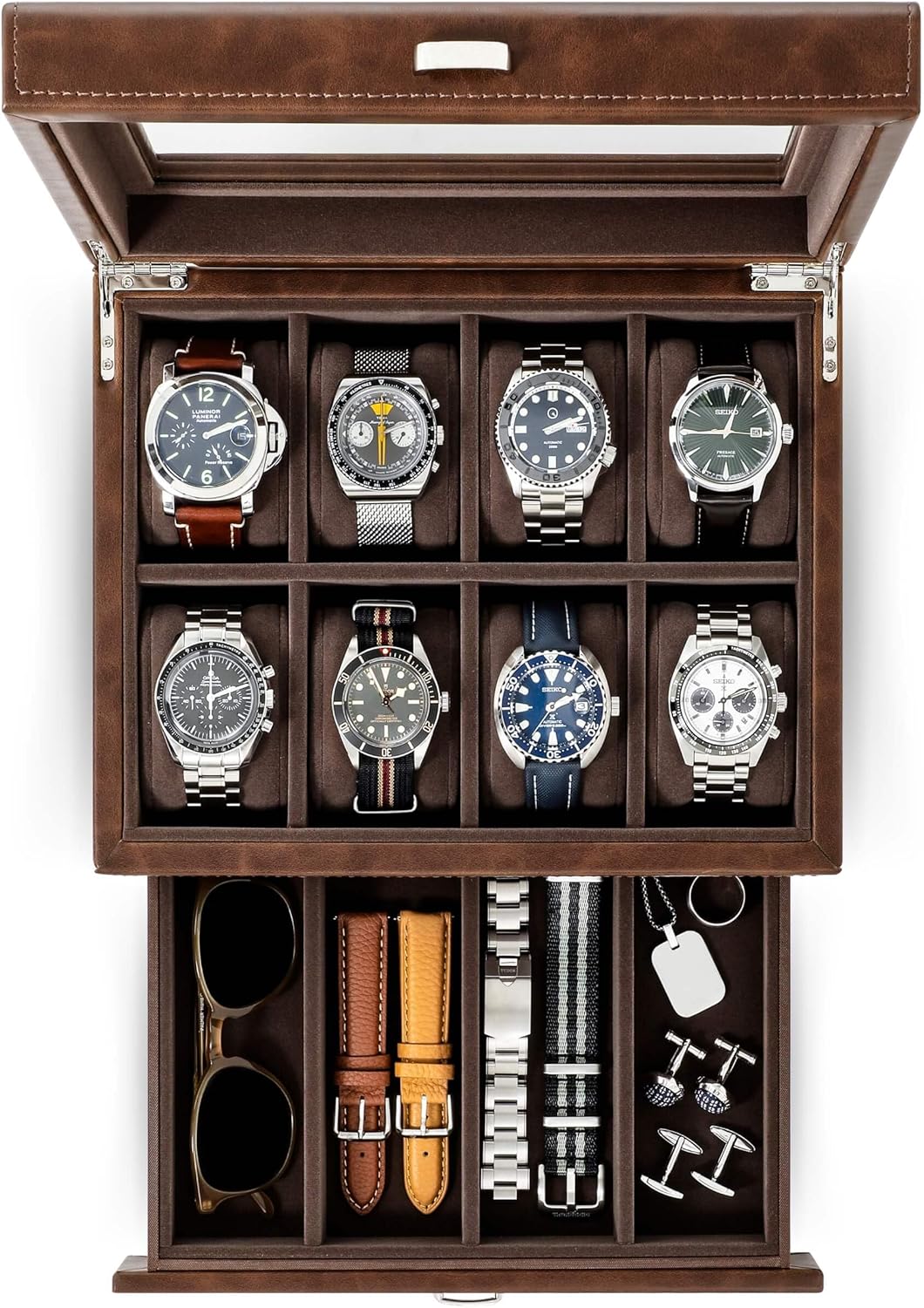 TAWBURY Premium 8-Slot Watch Box: Stylish Storage Solution
