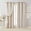 Bujasso Beige 80% Blackout Curtains with Sheer Overlay - 108 in