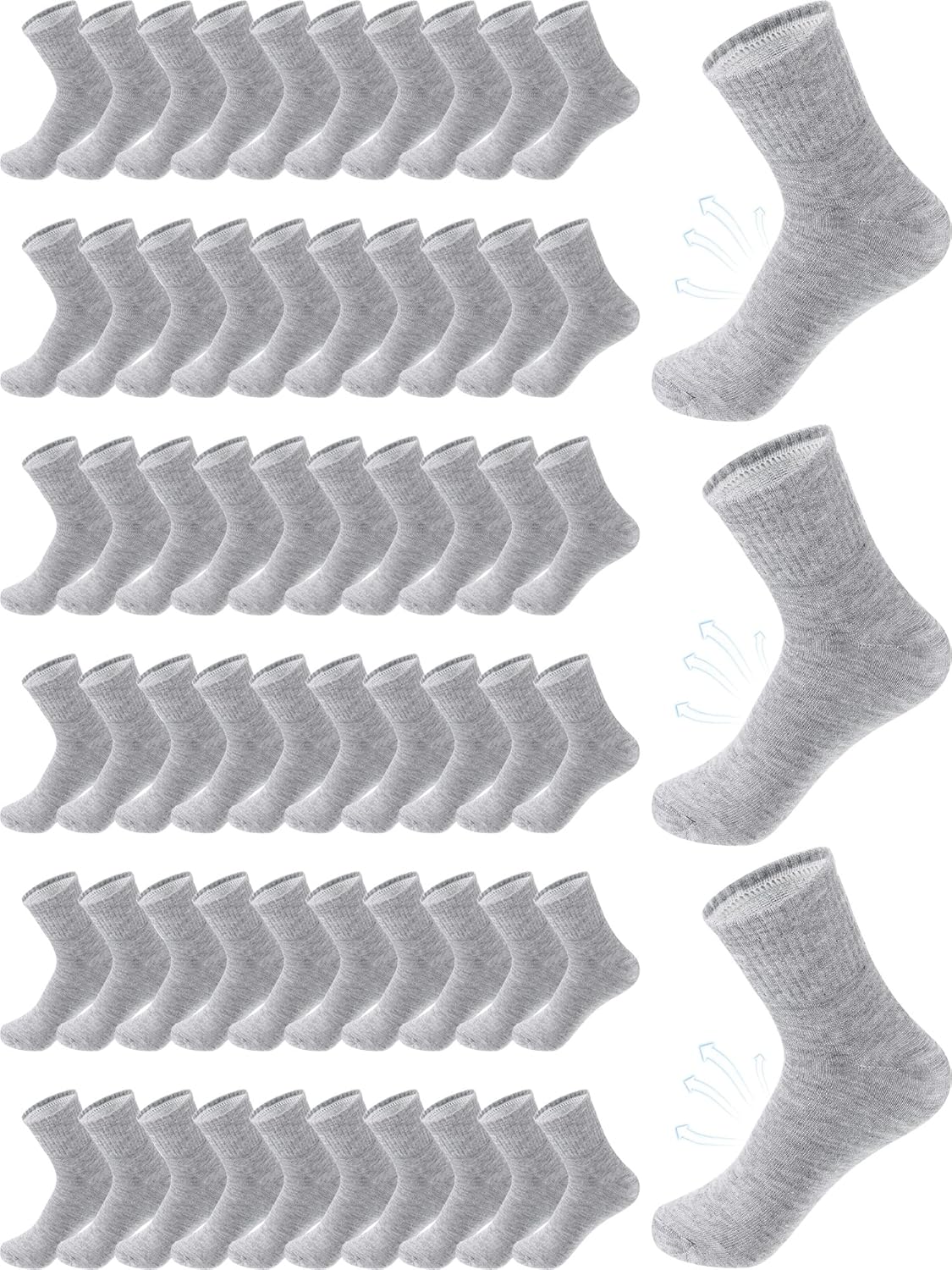 Bulk Mens Socks for Casual Sports - 100 Pairs Moisture Wicking