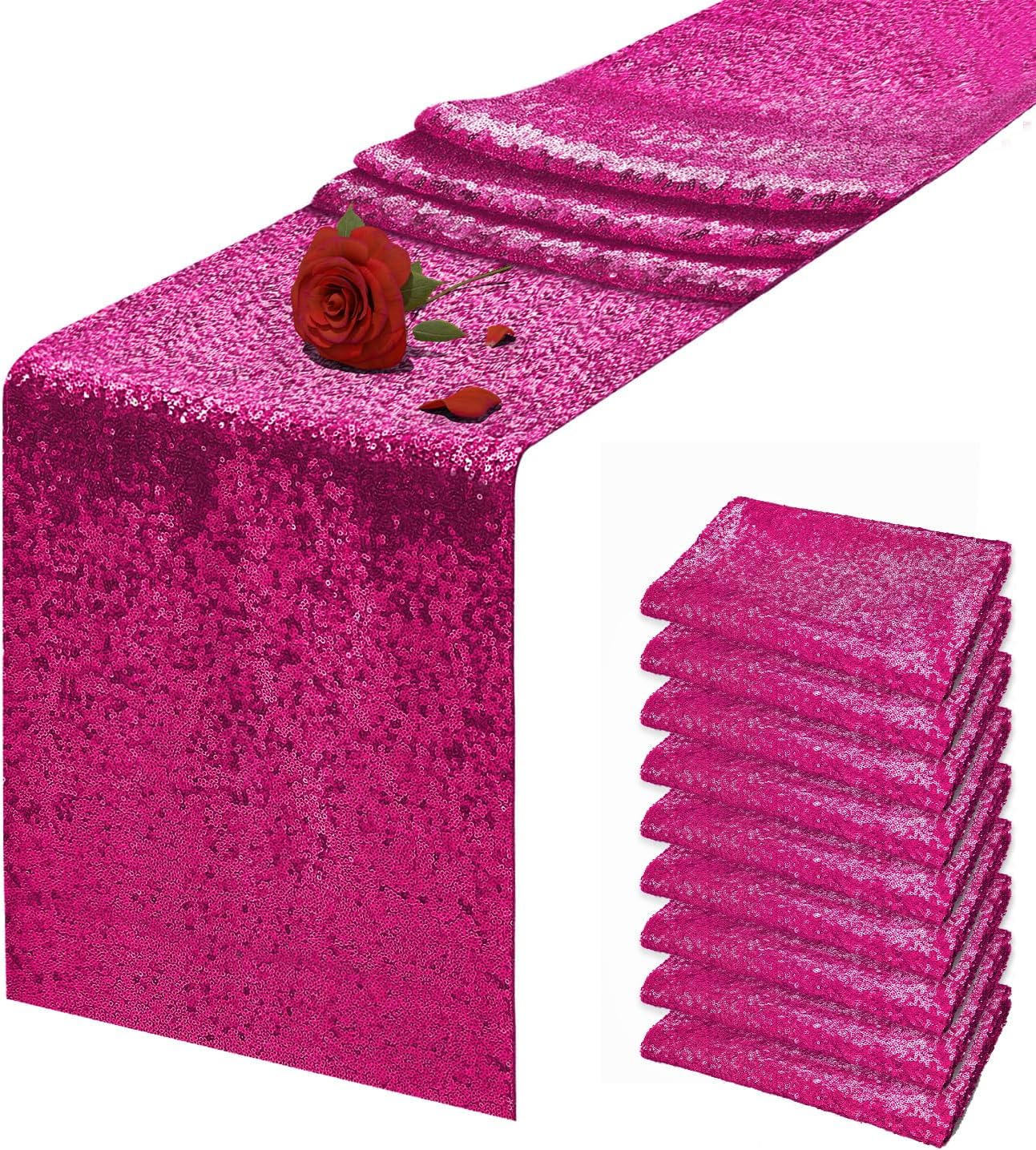 Fuchsia Sequin Table Runner 12 x 72 inches for Events Decor